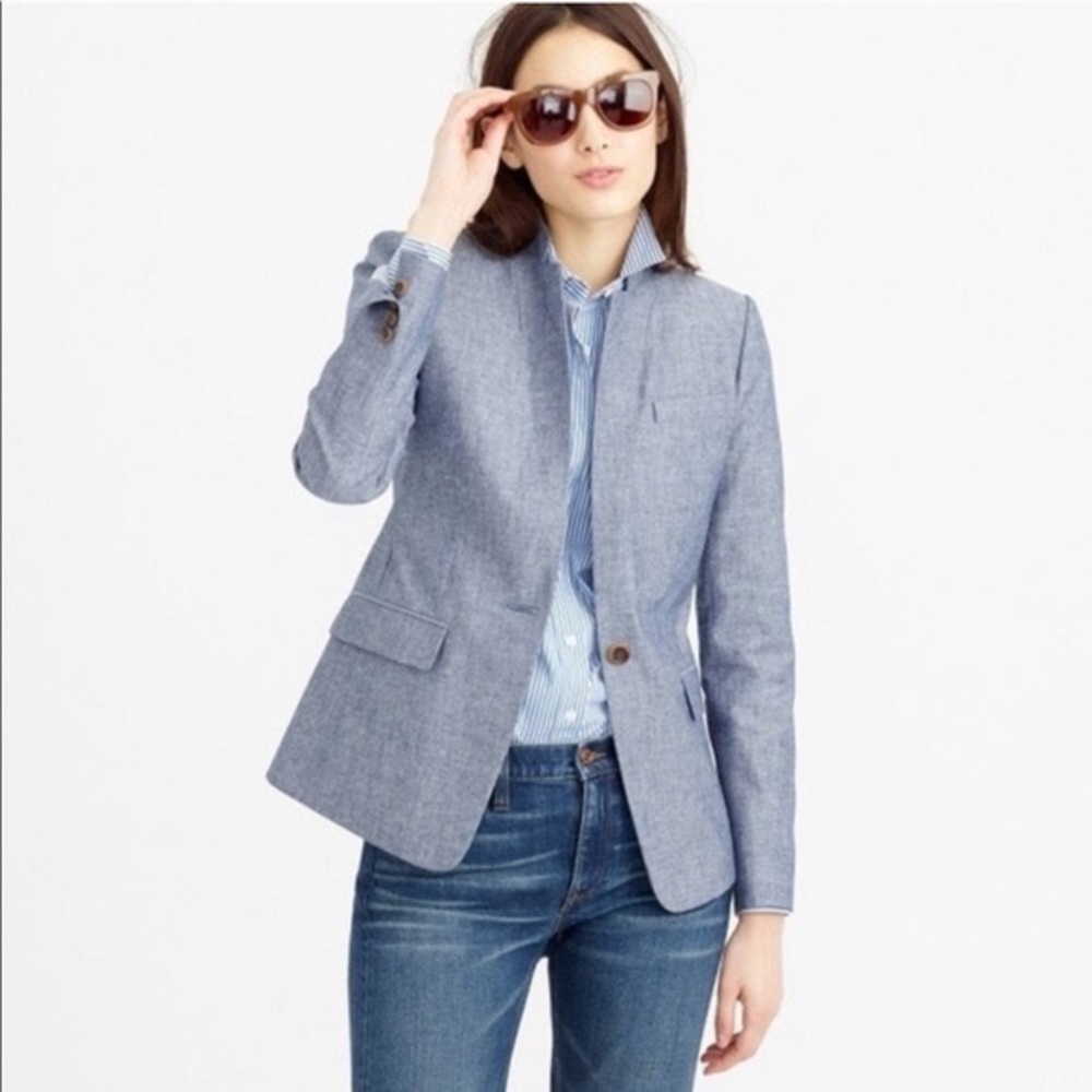 J. Crew Regent Blazer Chambray sz 8